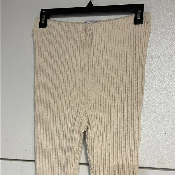 Urban Outfitters Womens Cream High Waist Ribbed Flare Pant Large - Image 3