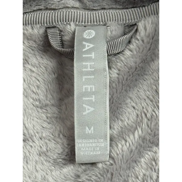 EUC ATHLETA Jacket Womens Gray Velour Triumph Double Cozy Gray Hoodie size M - Image 4