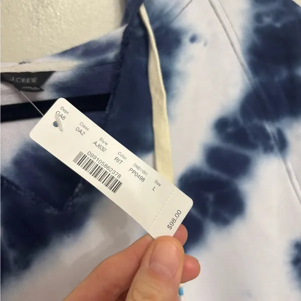 NEW J. Crew Tie-Dyed Hoodie in Original Cotton Terry - Size L - Image 4
