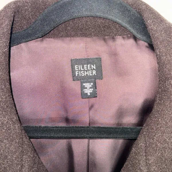 Eileen Fisher Wool‎ Jacket Womens Small Brown Excellent Italian Fabric Zip Up - Image 2