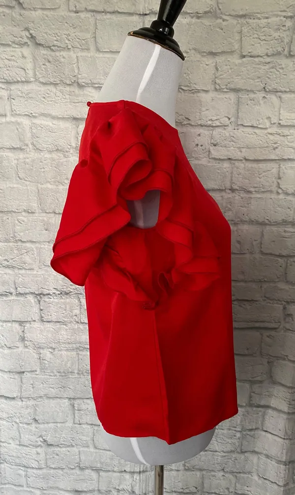 Women S red butterfly short sleeve boatneck blouse New without tags - Image 7