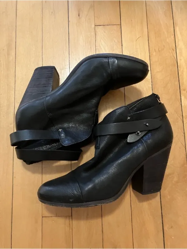 Rag & Bone Harrow Black Leather Heel Ankle Boots Size 41 or 10 - Image 2