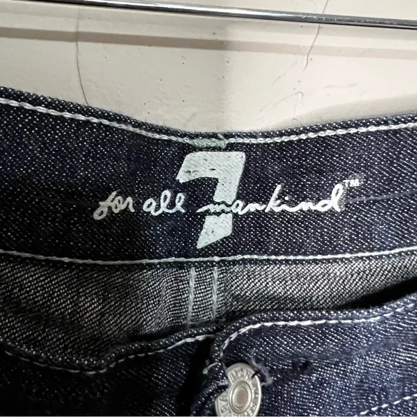 Seven For All Mankind Dojo Embellished‎ Green Rhinestone Square Design Jeans - Image 6