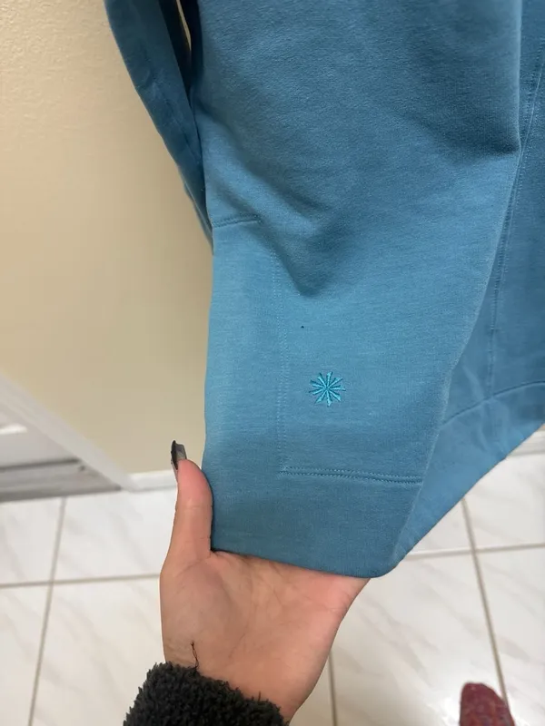 Athleta Cozy Karma Asymmetric Sweatshirt in Blue Teal - Image 5