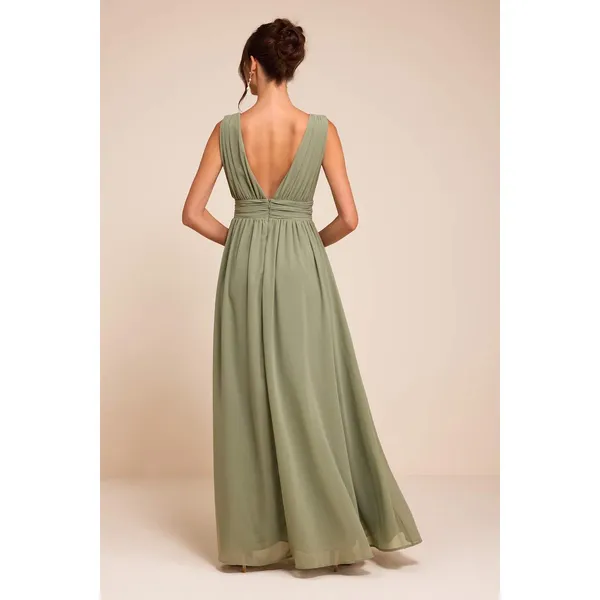 Lulus Heavenly Hues Sage Brush Maxi Dress Chiffon Bridesmaid Formal Medium NWT - Image 5