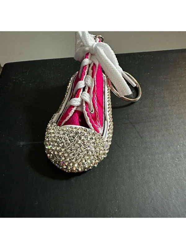 Rhinestone Pink Sneaker Keychain - Image 3