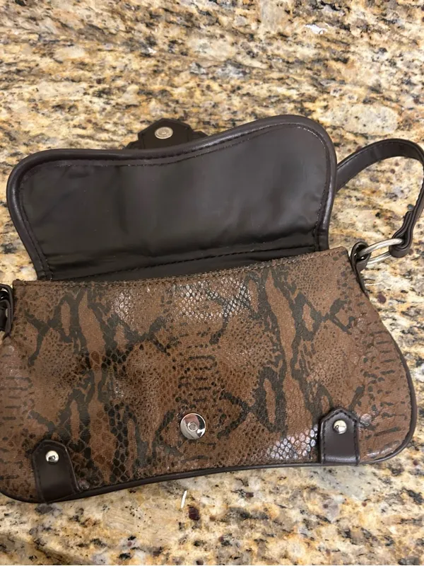 Bag Brown Textured faux Leather Shoulder Bag with Buckle Detail - Image 8