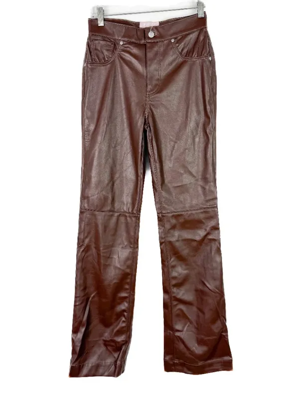 NWT Revice Denim 909 High Street Faux Leather Pants Cognac Brown Size 29 NEW - Image 2
