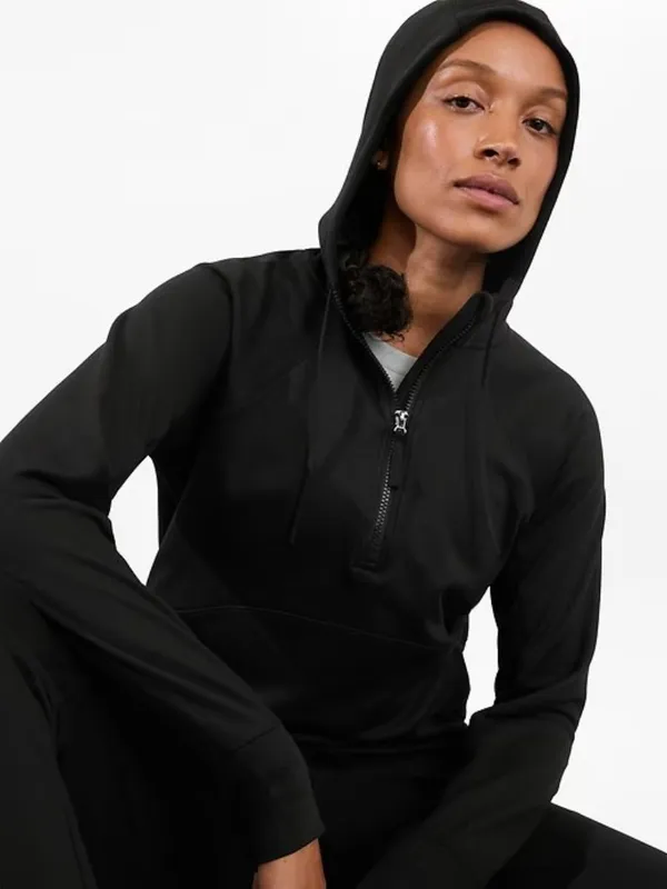 New Athleta M Unstoppable Half Zip Sweatshirt Black Medium - Image 3