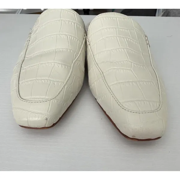 Marc Fisher LTD White Croc Embossed Mule Loafers Pointed Toe Size 7M - Image 6