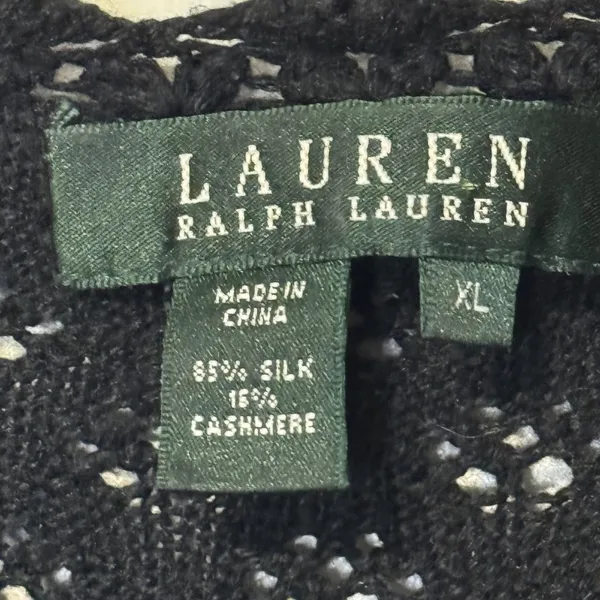 Lauren Ralph Lauren Womens Silk Cashmere Crochet Boatneck Sweater Black XL - Image 6