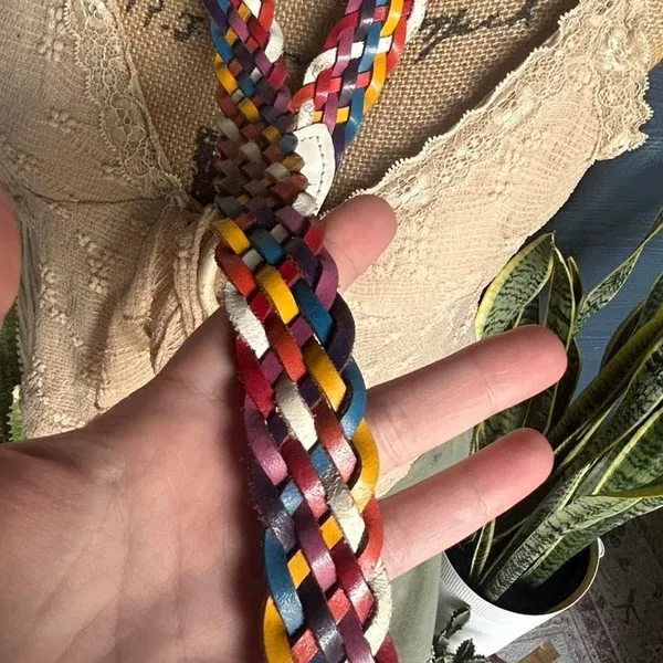 American Vintage Vintage Colourful‎ boho indie braided leather belt - Image 4