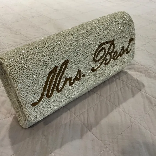 PRETTY ROBES Custom Hand Beaded Clutch Bridal Wedding Bride Bag - Image 4