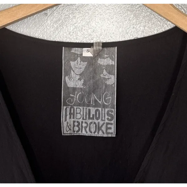 Young Fabulous & Broke Shorts Romper Size Small Black Lace Up Renaissance Gothic - Image 6