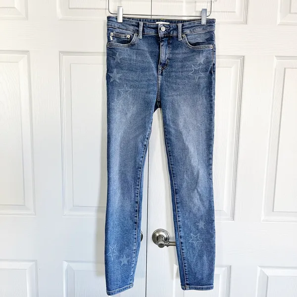 Lovers + Friends Ricky Low Rise Skinny Jeans Walk of Fame Star Print Y2K Indie - Image 3