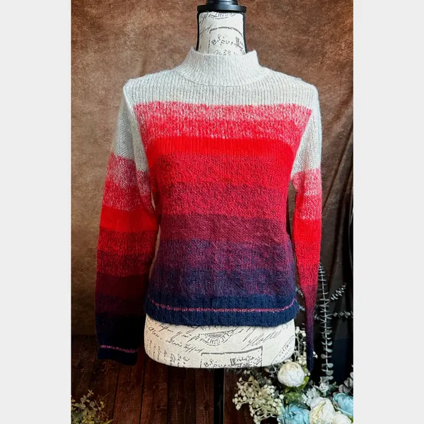 Red Ombre Long Sleeve Mock Neck Soft American Eagle Outfitters Sweater size M - Image 7