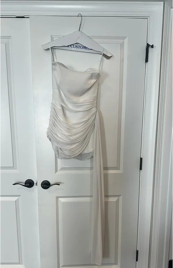 Rnwy white mini dress with train - Image 3