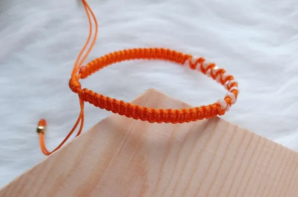 Hand Made Adjustable Bracelet Orange - Image 4