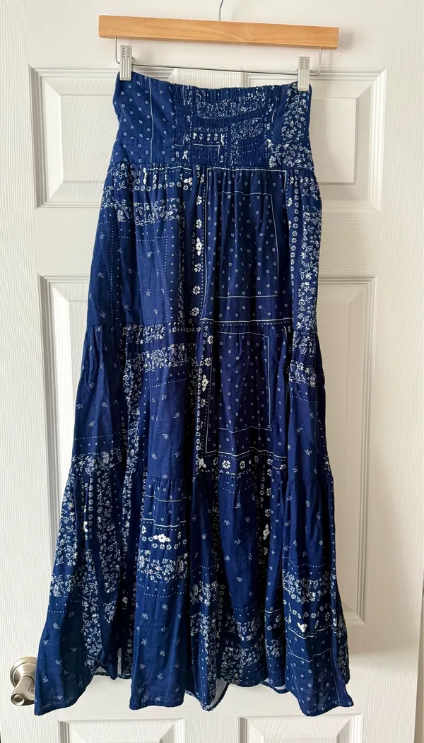 Strapless Bandana Print Midi Dress Blue - Image 2