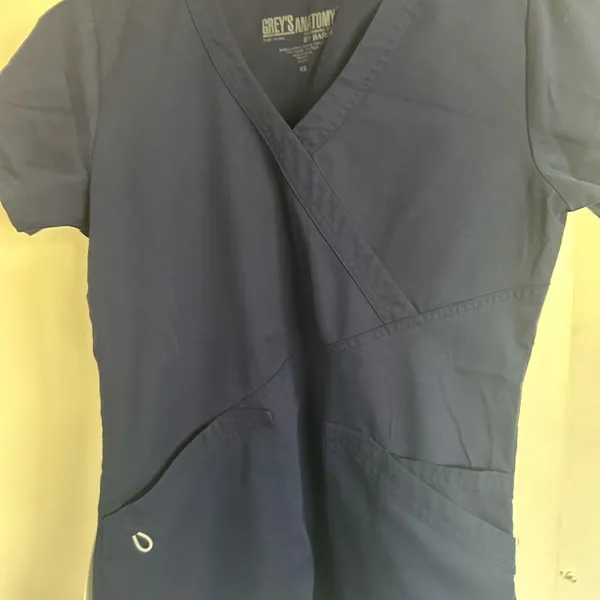 Grey's Anatomy Blue Wrap Short Sleeve Top scrubs - Image 6