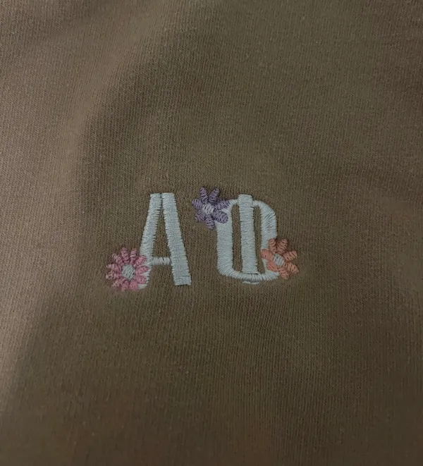 Alpha Phi Cropped Embroidered hoodie Tan Size L - Image 4