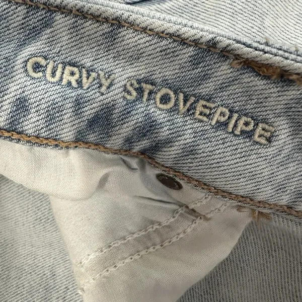 American Eagle Curvy Stovepipe Jeans Size 14 Blue Light‎ Wash Wide Leg Baggy 90s - Image 6