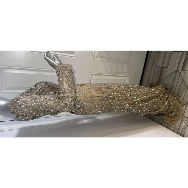 Sherri Hill Floor Length Gown Nude Rhinestones Sequins Size 10 54396 - Image 13