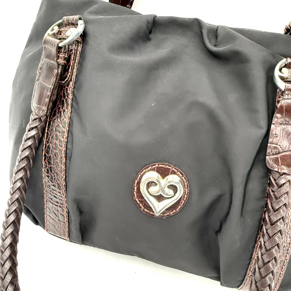 Brighton Black & Brown Leather Rhianna Nylon Shoulder Bag Handbag - Image 2