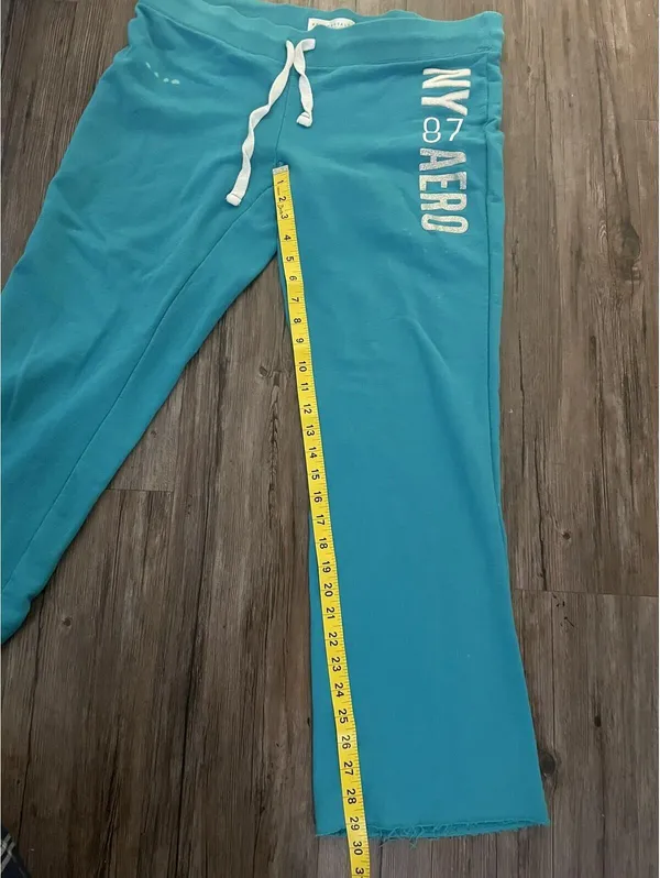 VTG Aeropostale Sweatsuit Set Womens Sz M Teal Spellout Y2K - Image 6