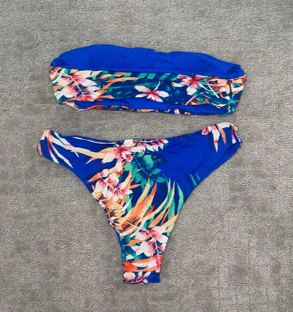 Blue Floral Bikini Set Multiple Size M - Image 3