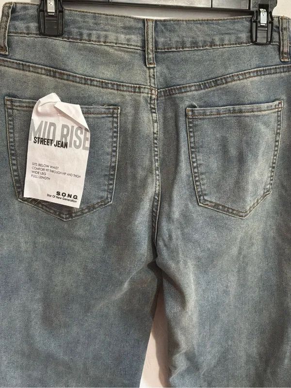 #84 NWT S.O.N.G Women’s Mid Rise Street Jean Wide Leg Size 28/7 - Image 6