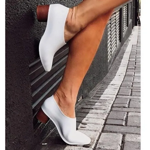 Melissa Womens 6 White Brown Mid Pump Shoes - Image 2