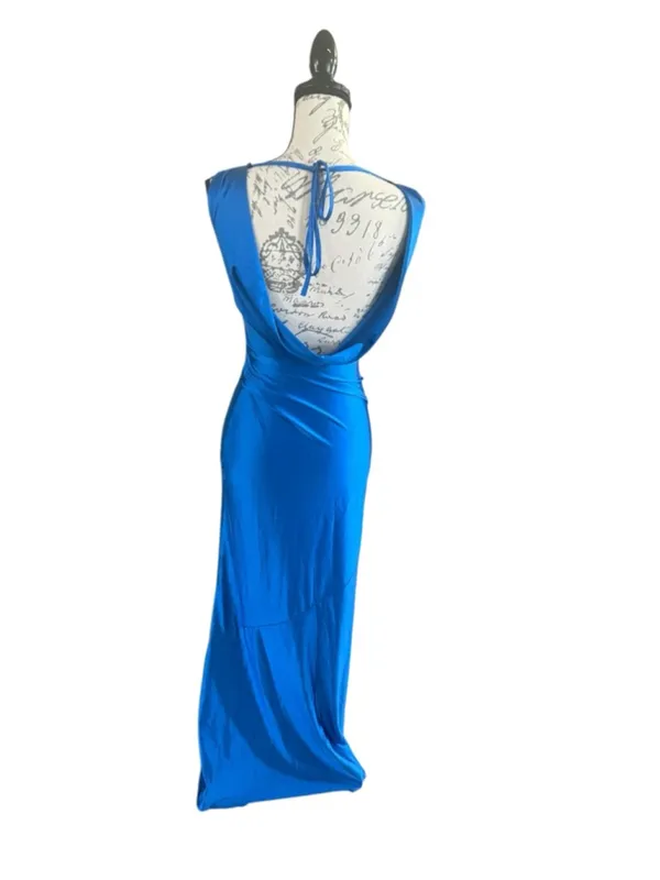 Women's OYS Blue Cowl Neck Sleeveless Maxi Dress S - Image 10