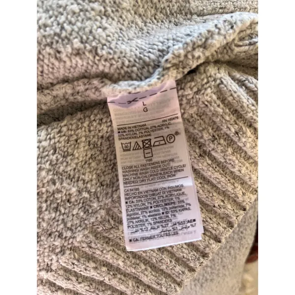 Old Navy Gray 1/4 Zip Cowl Neck Sweater Women's Size Large - Image 6