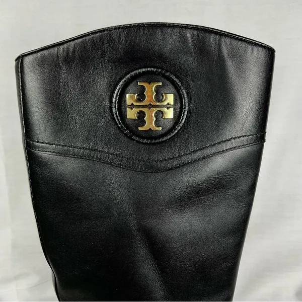 Tory Burch Ashlynn Black Boots Sz 7 Leather Riding Boots New Soles Authentic - Image 3