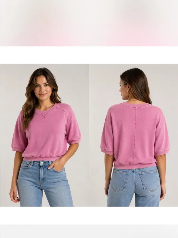 Pilcro short sleeve crew neck sweatshirt top - Image 2