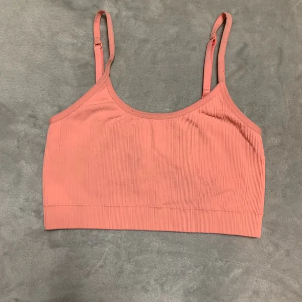 Victoria’s Secret PINK, crop top sports bra. Size M. Soft orange color. - Image 2