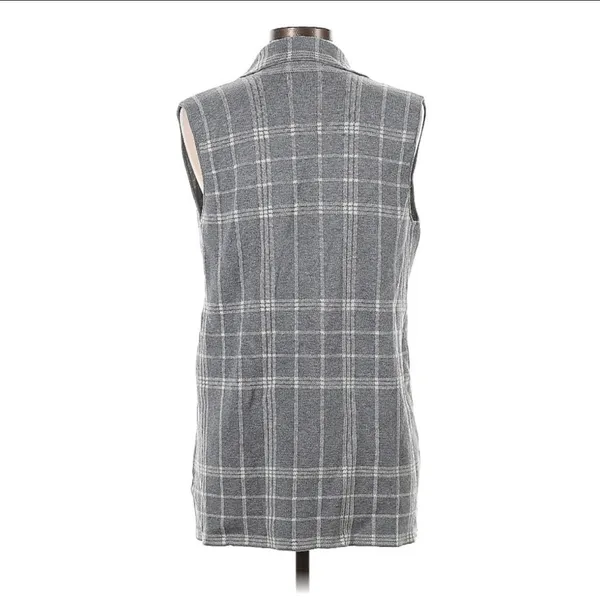 NEW Marled Gray Plaid Blazer Vest Size Medium - Image 2