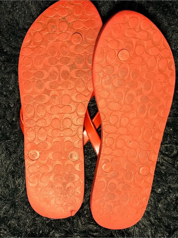 Coach Red Floral Flip Flop Sandals - Image 3