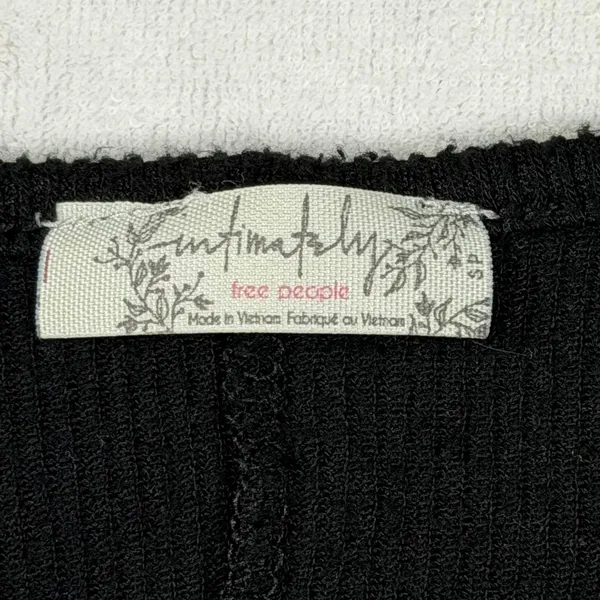 Free People Intimately Black Ribbed Long Sleeve Henley Top Size XS - Image 3