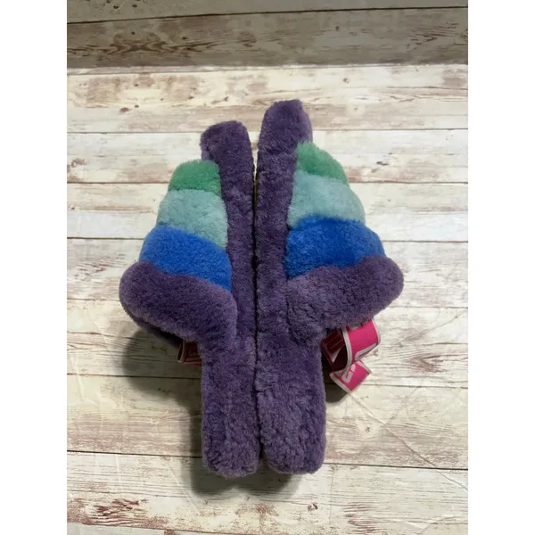 UGG Fluff Yeah Purple Stripe Slide Slippers Youth Size 4 EU 36 Women's 5.5 Plush - Image 6
