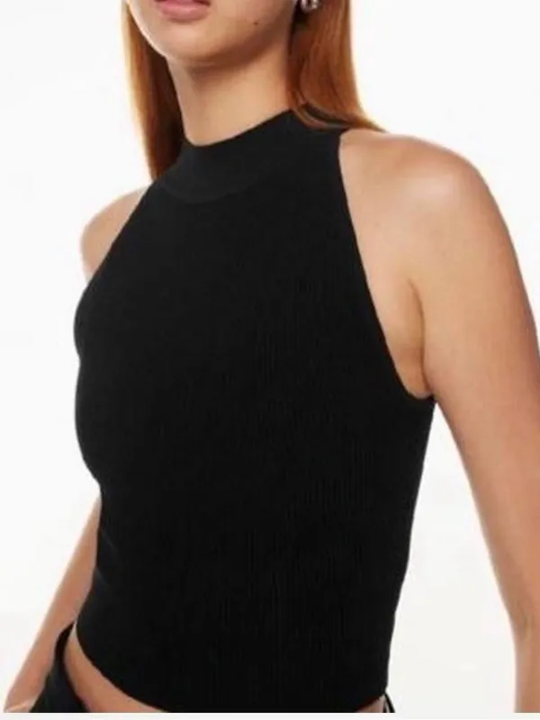 Aritzia‎ Babaton Sculpt Knit Mockneck Halter Top Black Size XS - Image 2