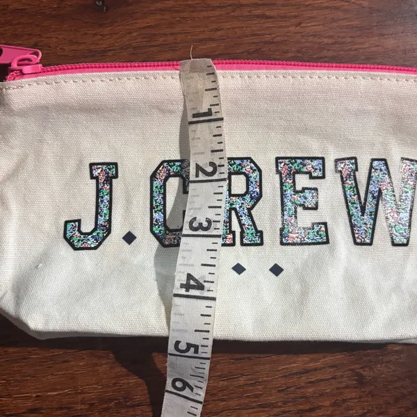 J Crew Travel Cosmetic Bag Womens Canvas Pouch with Pink Zipper NWOT - Image 8