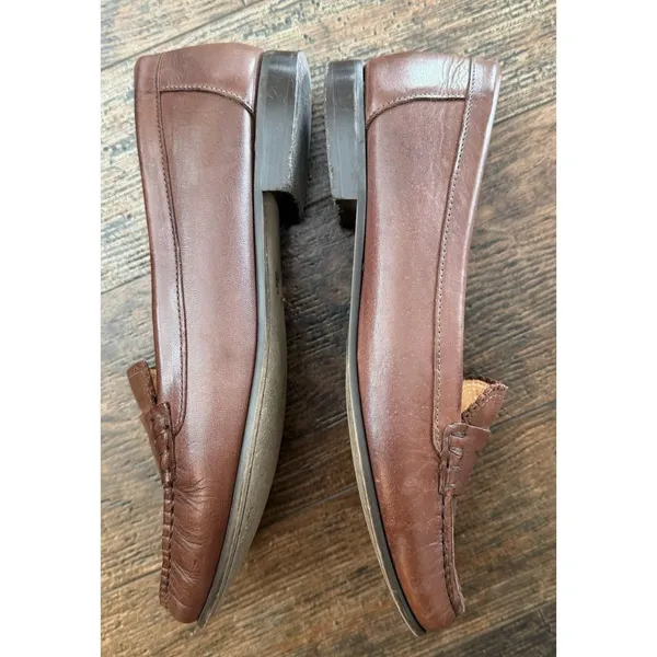 Jack Rogers Quinn Penny Loafers Sz 10 Brown Leather Academic Classic Brazil Made - Image 4