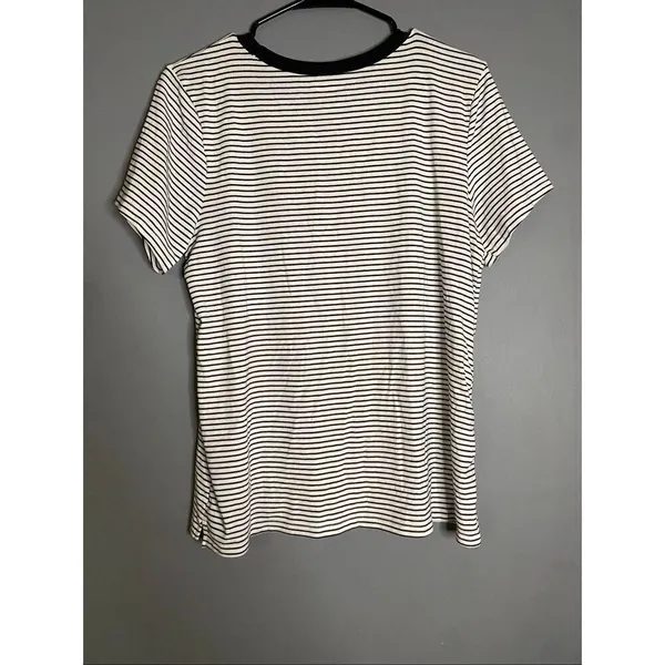 Old Navy Black White Stripe Crewneck Short Sleeve Shirt Size XL Slim Fit - Image 5