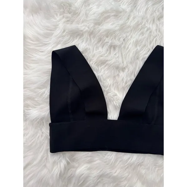 Skims Knit Swim Plunge Bikini Top Onyx Size Small - Image 5