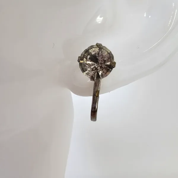 Vintage Solitaire Rhinestone Screw Back Earrings Silver Tone Mid-Century Classic - Image 3