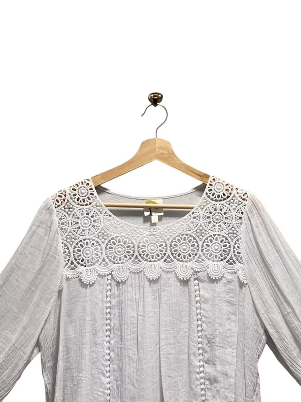 Anthropologie Fig And Flower Gauzy Top White Size XL Boho Cottagecore Coastal - Image 6