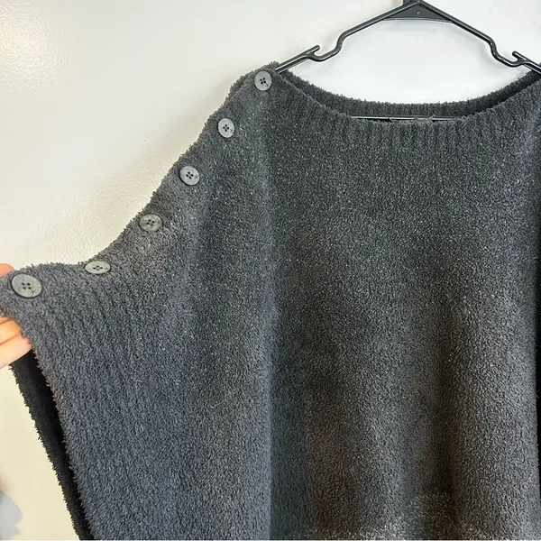 Barefoot Dreams CozyChic Coastline Grey Pullover Poncho One Size - Image 4