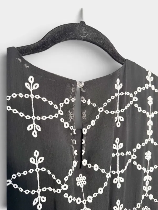 CeCe Black And White Embroidered Ruffle Half Sleeve Dress SZ 12 - Image 7